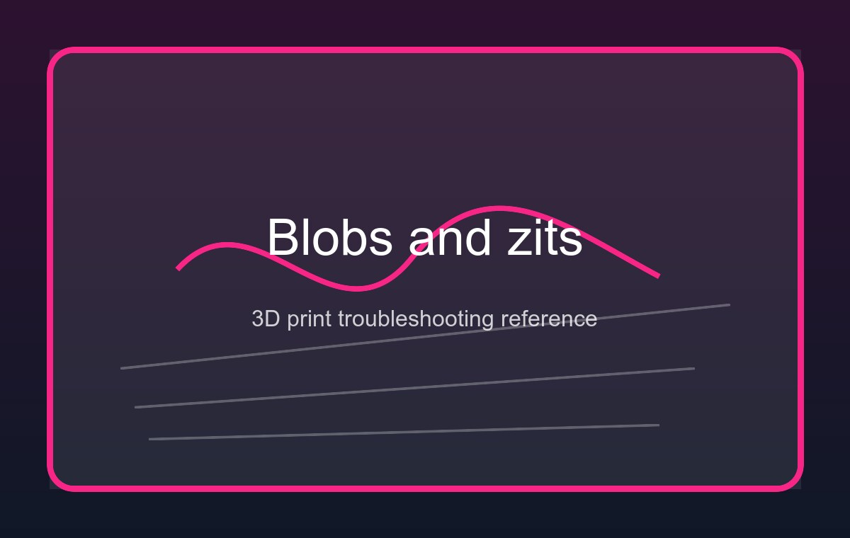 Reference illustration of blobs and zits on a 3D printed surface: small raised bumps at layer start points