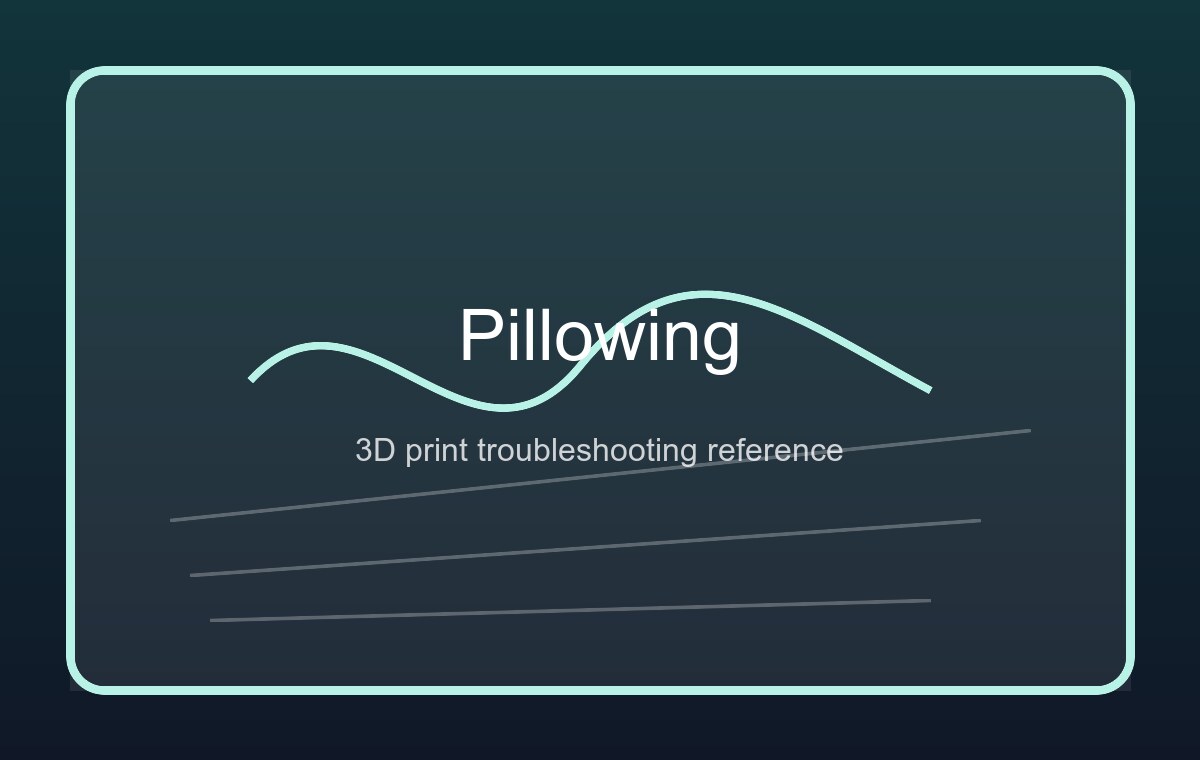 Reference illustration of pillowing: bumpy, uneven top surface on a 3D print with infill showing through