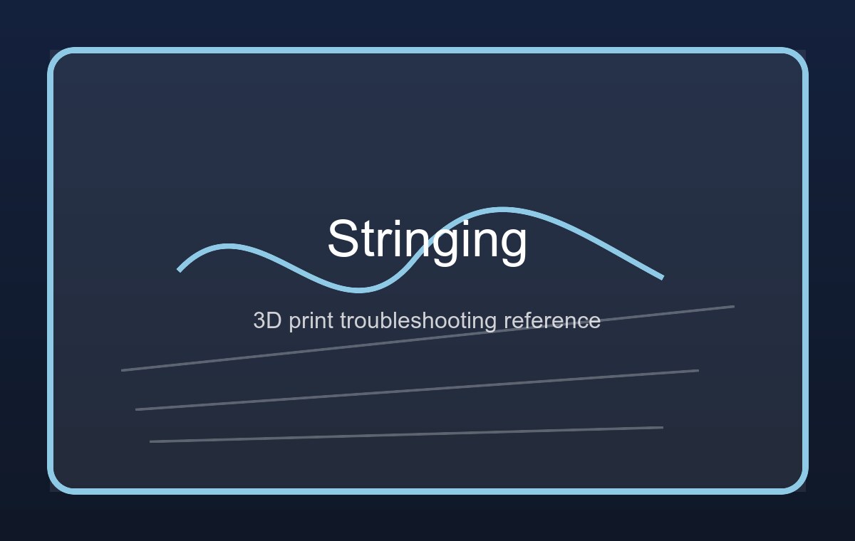 Reference illustration of filament stringing: thin cobweb threads between printed towers