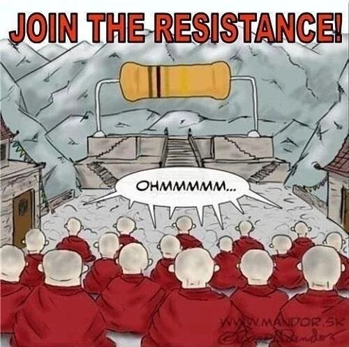 Ohm's Law meme about voltage current and resistance