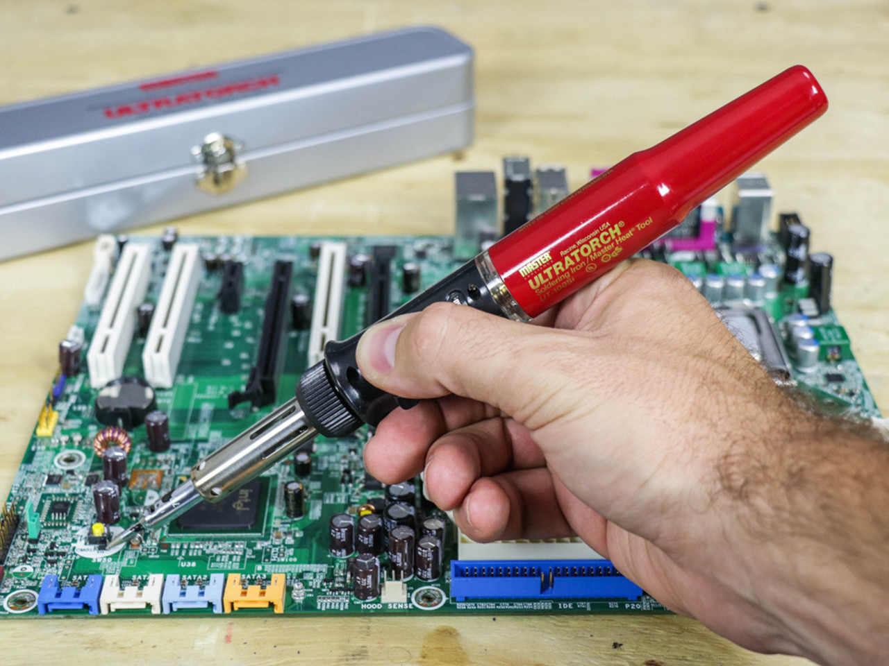 Soldering iron used for electronics work